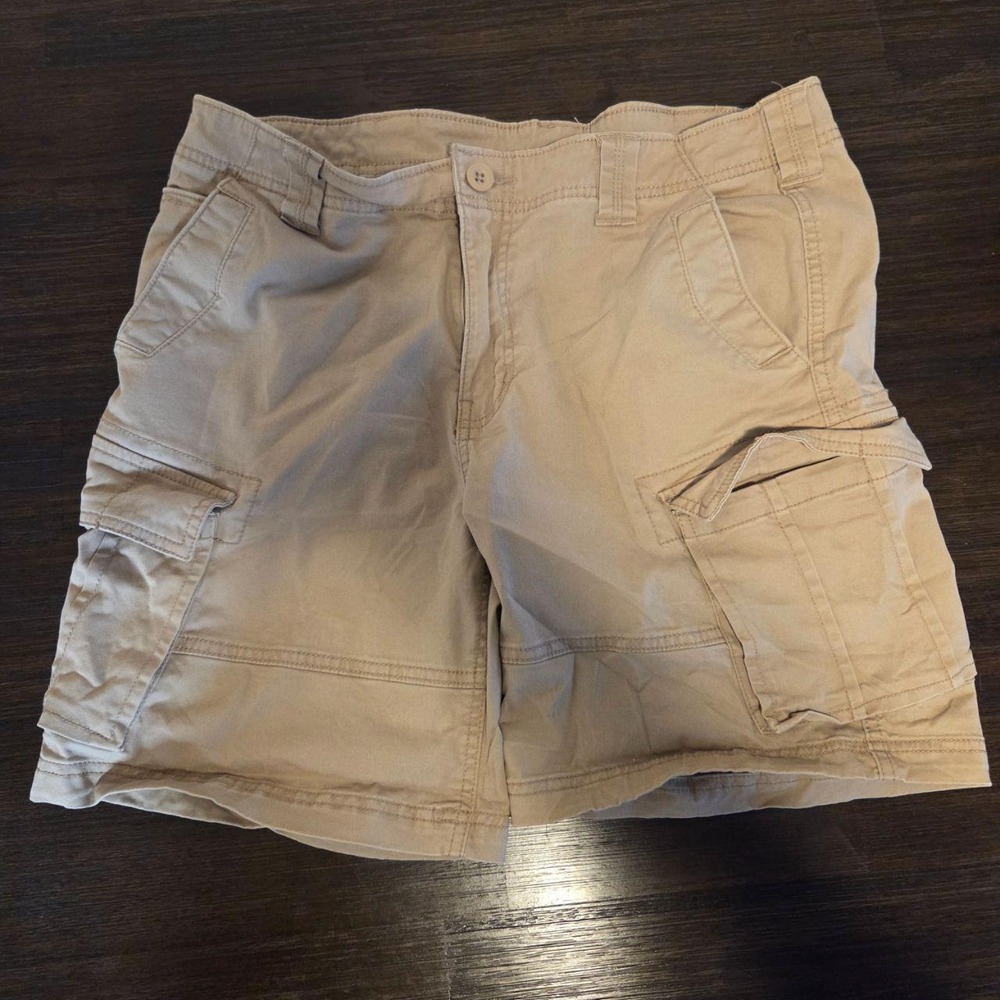 Oakridge Mens Cargo Shorts Tan Khaki Cotton Twill Multi Pocket Size 34